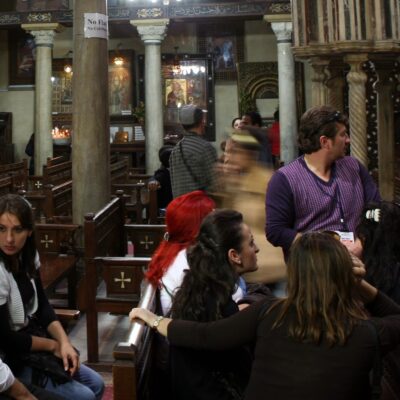 People inside a Coptic Church in Cairo.