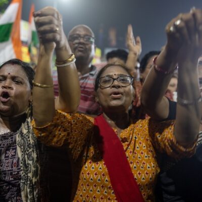 RG Kar Medical College; Kolkata; West Bengal; 14/08/2024: Woman protesting against the rape and murder of woman doctor.