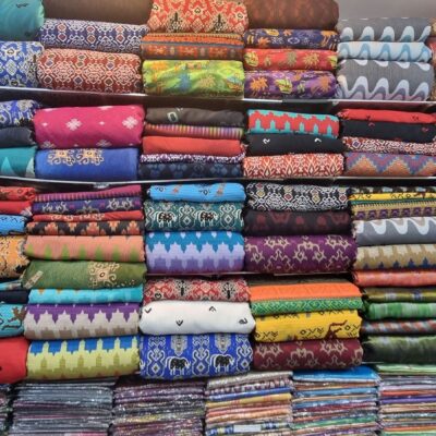 Neat piles of textiles. Makassans traded many items with Yolŋu people and were famed for their textiles. Credit: Prof. Lisa Palmer.