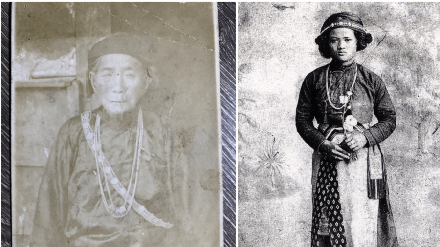 Two black and white photographs: Left: Prof. Danapan’s great-grandmother, Taitung County, Taiwan. Right: Prof. Danapan's mother, photographed in 1928, Taitung County, Taiwan. Images courtesy of Prof. Paelabang Danapan.